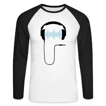 Kopfhörer DJ Club Musik Turntable Plattenspieler - Unisex Baseballshirt langarm - Weiß/Schwarz - Vorne - Nik (191cm)