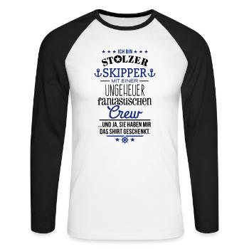 Ungeheuer fantastische Crew / Skipper - Unisex Baseballshirt langarm - Weiß/Schwarz - Vorne - Nik (191cm)