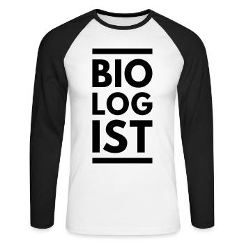 Biologist (two lines) - Unisex Long Sleeve Baseball T-Shirt - white/black - Front - Nik (191cm)
