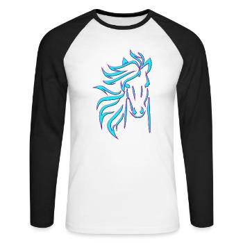 Blue Horse - Unisex Baseballshirt langarm - Weiß/Schwarz - Vorne - Nik (191cm)