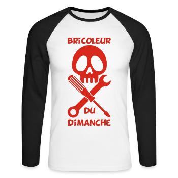 Bricoleur du dimanche (rouge) - T-shirt baseball manches longues Homme - blanc/noir - Devant - Nik (191cm)