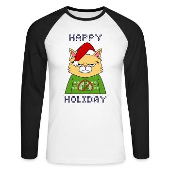 Merry christmas happy holidays gift - Unisex Baseballshirt langarm - Weiß/Schwarz - Vorne - Nik (191cm)