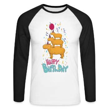 Capybara Birthday - Unisex Long Sleeve Baseball T-Shirt - white/black - Front - Nik (191cm)