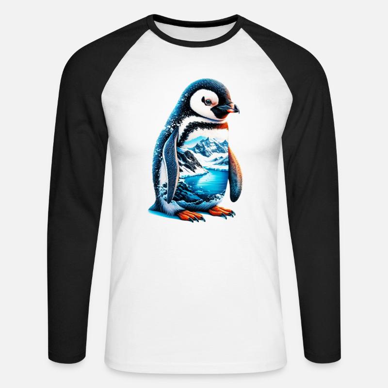 Pinguin - Unisex Baseballshirt langarm - Weiß/Schwarz