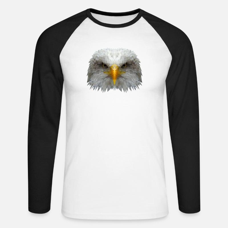 Adler Polygon - Unisex Baseballshirt langarm - Weiß/Schwarz