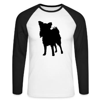 Chihuahua Silhouette - Unisex Baseballshirt langarm - Weiß/Schwarz - Vorne - Nik (191cm)