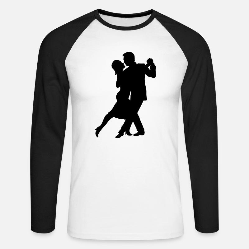 Tango Couple 2 - Farbwechsel - Unisex Baseballshirt langarm - Weiß/Schwarz