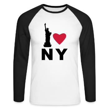 Ich liebe new york - Unisex Baseballshirt langarm - Weiß/Schwarz - Vorne - Nik (191cm)