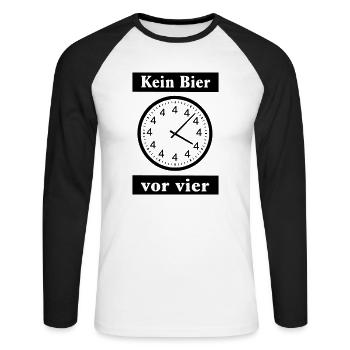 bier - Unisex Baseballshirt langarm - Weiß/Schwarz - Vorne - Nik (191cm)
