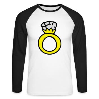 Ring - Ehering 3 - Unisex Baseballshirt langarm - Weiß/Schwarz - Vorne - Nik (191cm)