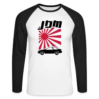 JDM Corolla AE86 Coupe - Unisex Baseballshirt langarm - Weiß/Schwarz - Vorne - Nik (191cm)