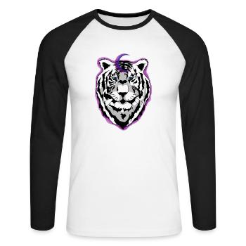 tigre de la nuit - T-shirt baseball manches longues Homme - blanc/noir - Devant - Nik (191cm)