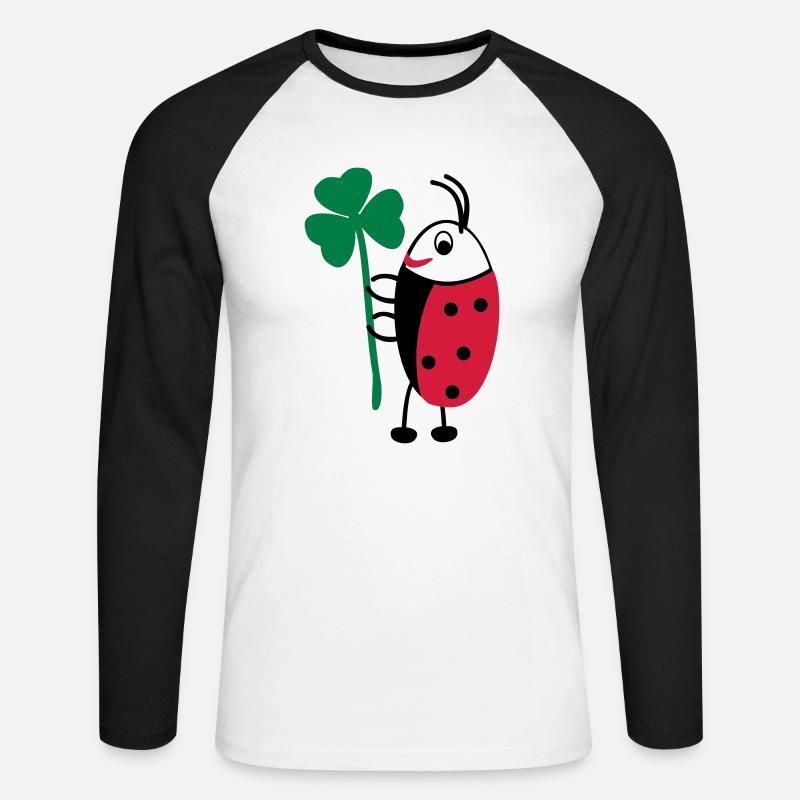 Glückskäfer - Unisex Baseballshirt langarm - Weiß/Schwarz