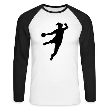Handballerin - Unisex Baseballshirt langarm - Weiß/Schwarz - Vorne - Nik (191cm)