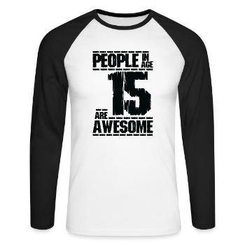 MENSCHEN IM ALTER 15 SIND EHRFÜRCHTIG - Unisex Baseballshirt langarm - Weiß/Schwarz - Vorne - Nik (191cm)