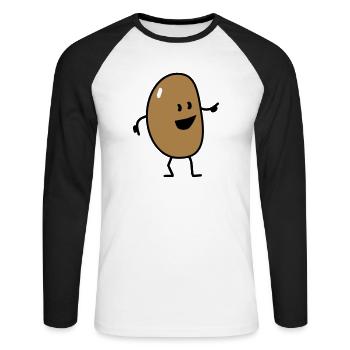 french (yelly) bean - T-shirt baseball manches longues Homme - blanc/noir - Devant - Nik (191cm)