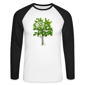 Baum - Unisex Baseballshirt langarm - Weiß/Schwarz - Vorne - Nik (191cm)
