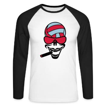 volleyball waterpolo sourire cigare - T-shirt baseball manches longues Homme - blanc/noir - Devant - Nik (191cm)