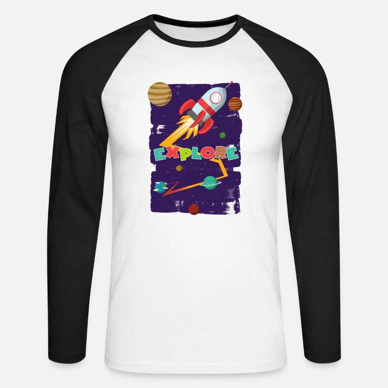 Let's go explore - Unisex Baseballshirt langarm - Weiß/Schwarz