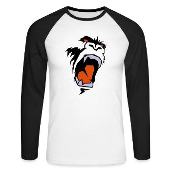 king_kong_face - T-shirt baseball manches longues Homme - blanc/noir - Devant - Nik (191cm)