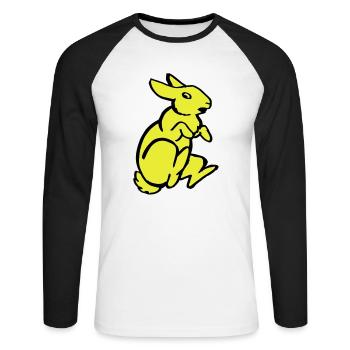 Kaninchen - Unisex Baseballshirt langarm - Weiß/Schwarz - Vorne - Nik (191cm)