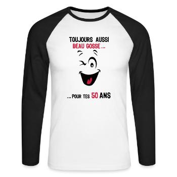 50 Jahre immer noch gut aussehend für Alter ks - Unisex Baseballshirt langarm - Weiß/Schwarz - Vorne - Nik (191cm)