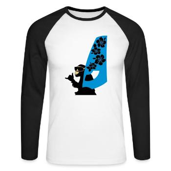 windsurfer - Unisex Baseballshirt langarm - Weiß/Schwarz - Vorne - Nik (191cm)