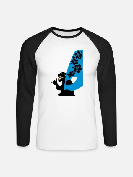 windsurfer - Unisex Long Sleeve Baseball T-Shirt - white/black