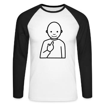 Meme - Witziges, lustiges Männchen - Unisex Baseballshirt langarm - Weiß/Schwarz - Vorne - Nik (191cm)