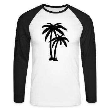 palme_f1 - Unisex Baseballshirt langarm - Weiß/Schwarz - Vorne - Nik (191cm)