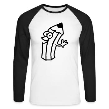 joyful pin - line - Unisex Long Sleeve Baseball T-Shirt - white/black - Front - Nik (191cm)