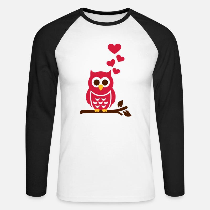 Eule - Unisex Baseballshirt langarm - Weiß/Schwarz