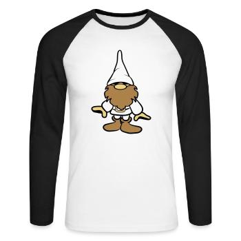 Nain drôle - T-shirt baseball manches longues Homme - blanc/noir - Devant - Nik (191cm)
