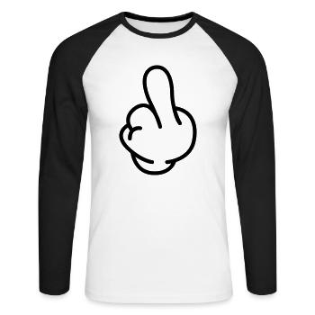 fuck_you_comic_01 - Unisex Baseballshirt langarm - Weiß/Schwarz - Vorne - Nik (191cm)