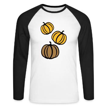 Kürbisse - Unisex Baseballshirt langarm - Weiß/Schwarz - Vorne - Nik (191cm)