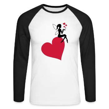 fee_herz_liebe - Unisex Baseballshirt langarm - Weiß/Schwarz - Vorne - Nik (191cm)
