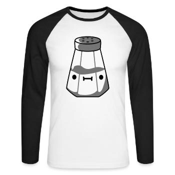 Salt shaker with face - Unisex Long Sleeve Baseball T-Shirt - white/black - Front - Nik (191cm)