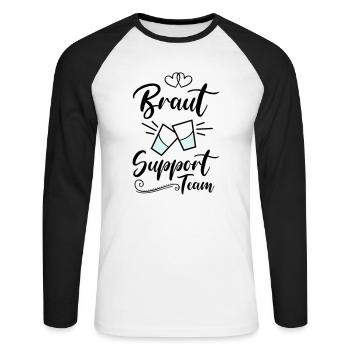 braut support team kurze - Unisex Baseballshirt langarm - Weiß/Schwarz - Vorne - Nik (191cm)