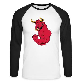 starker_stier_02 - Unisex Baseballshirt langarm - Weiß/Schwarz - Vorne - Nik (191cm)