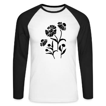 Helenium floral - Unisex Baseballshirt langarm - Weiß/Schwarz - Vorne - Nik (191cm)