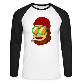 Chill Dude - Unisex Baseballshirt langarm - Weiß/Schwarz - Vorne - Nik (191cm)