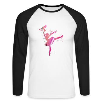 ballerina,bird,graffiti,painting,dancer,pink - Unisex Long Sleeve Baseball T-Shirt - white/black - Front - Nik (191cm)
