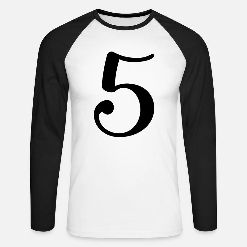 5 - Unisex Baseballshirt langarm - Weiß/Schwarz