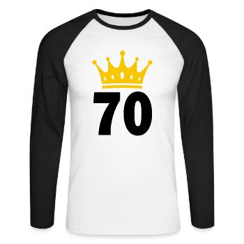 70 Krone 70. Geburtstag 70 Jahre - Unisex Baseballshirt langarm - Weiß/Schwarz - Vorne - Nik (191cm)