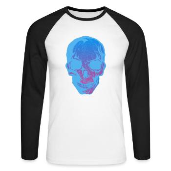 skull head of death halloween - Unisex Long Sleeve Baseball T-Shirt - white/black - Front - Nik (191cm)