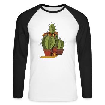 Fleur - T-shirt baseball manches longues Homme - blanc/noir - Devant - Nik (191cm)