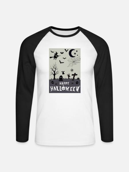Happy Halloween - Unisex Baseballshirt langarm - Weiß/Schwarz