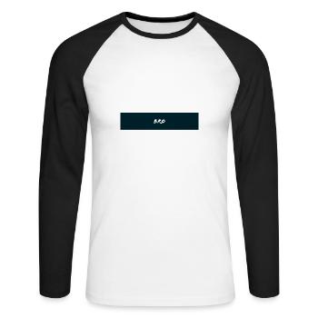 BRO Minimalist Style - Unisex Baseballshirt langarm - Weiß/Schwarz - Vorne - Nik (191cm)