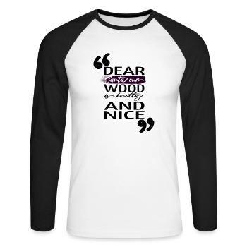 Dinosaure Bodybuilder Noël Cadeau Barbe Heureux - T-shirt baseball manches longues Homme - blanc/noir - Devant - Nik (191cm)