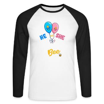 He or She Papy To Bee Best Dad Ever Fatherhood - Unisex Baseballshirt langarm - Weiß/Schwarz - Vorne - Nik (191cm)